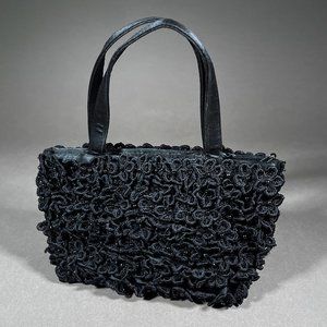 No Label‎ - Little Black Purse with Flower Embellishments